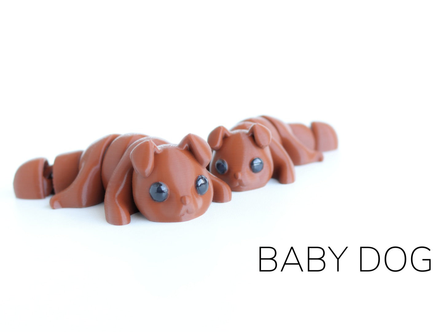 Tiny Tails™ Baby Dog - 3D Printed Articulating Puppy Figure - Brown Playful Pup - Kids Room Decor