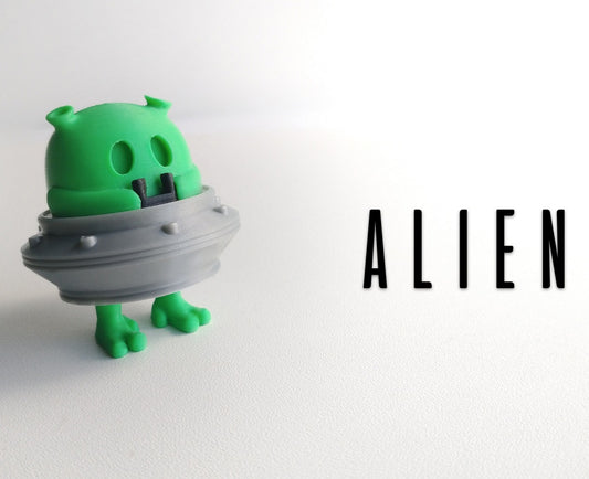 Tiny Tails™ 'Alie' the Friendly Space Explorer Pocket Pet - Multi-Color 3D Printed Alien Figure - Kids Room Decor - Original ZOU3D Design